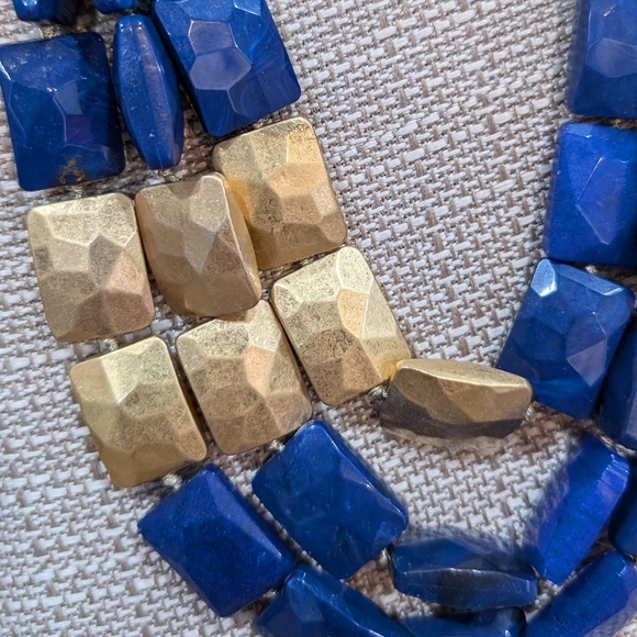 Stella & Dot Bahari Necklace, Gold & Cobalt Blue Layered Statement Necklace - Picture 4 of 8